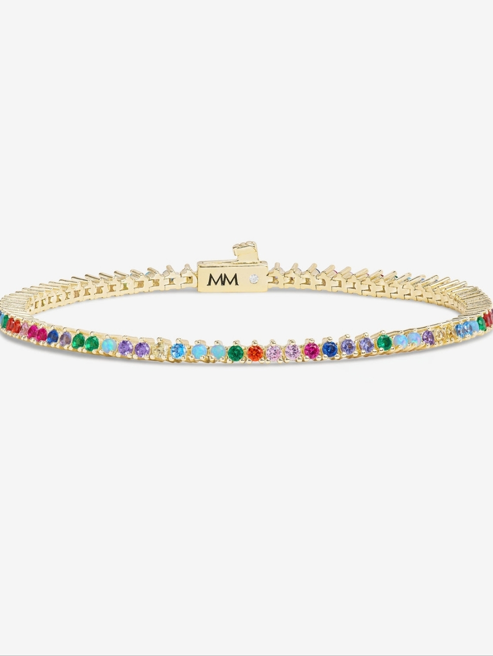 Melinda Maria Baby Not Your Basic Tennis Bracelet 7.5" Gold Rainbow New ✨️FIRM